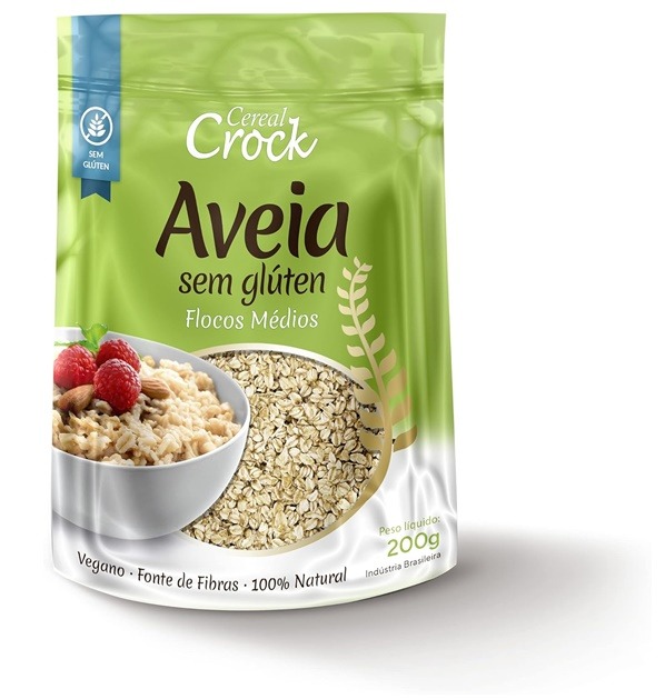 Cereal Crock Aveia Sem Glúten Flocos Médios 200G Amazon