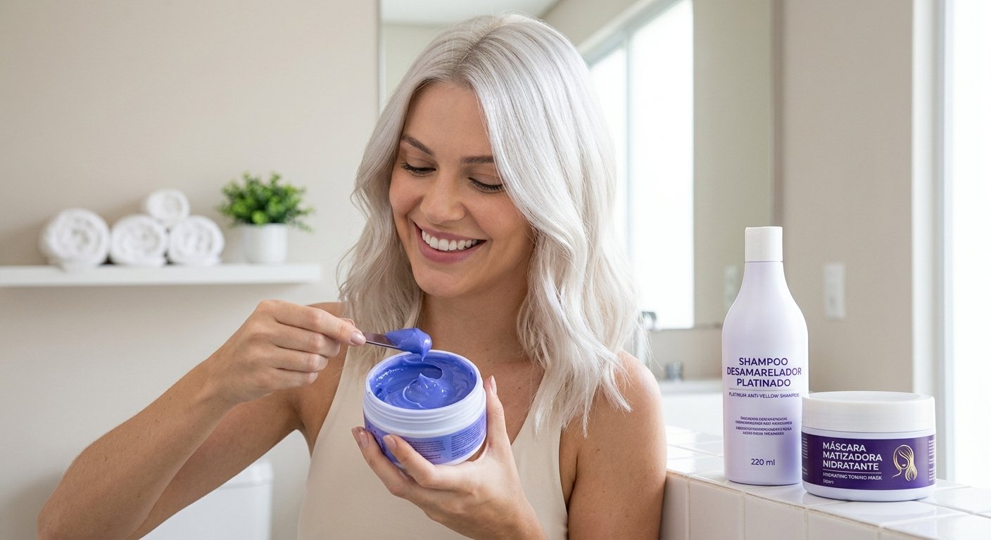 Como Comprar Matizadores e Desamareladores para Cabelos Loiros e Grisalhos O Segredo para o Loiro Perfeito de Salão em Casa