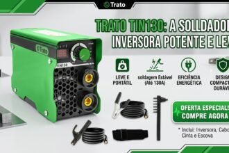 Máquina de Solda Inversora MMA Trato TIN130 130A 220V Tecnologia IGBT Leve e Eficiente