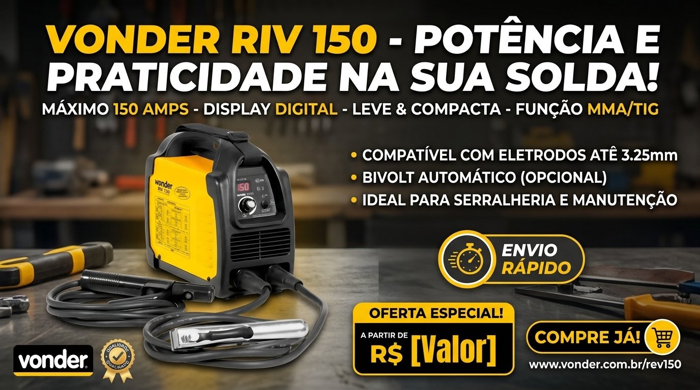 Inversor Solda Eletrodo/tig 150a Riv 156 - Vonder Cor Amarelo Frequência 50 Hz/60 Hz