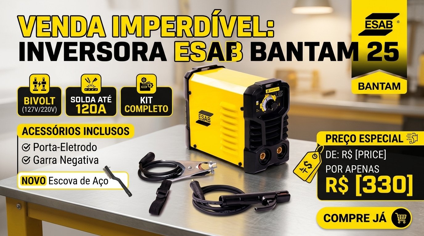 Máquina de Solda Inversora ESAB Bantam 2.5 Bivolt 110v/220v
