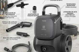 Lavadora de Alta Pressão Electrolux 1850PSI 1500W Potência com Canhão de Espuma PowerWash EWS1850P Preta