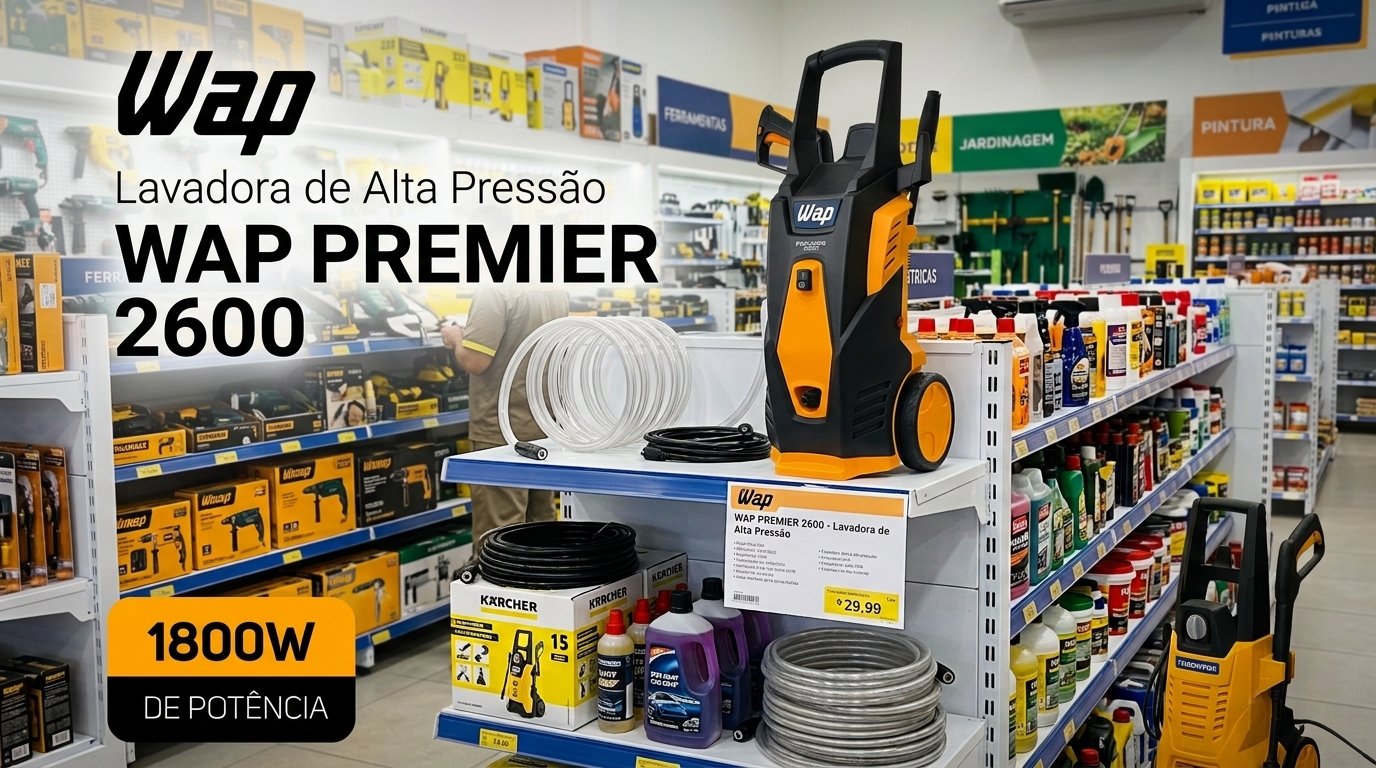 Lavadora de Alta Pressão WAP Premier 2600 2000PSI 1800W com Aplicador de Detergente