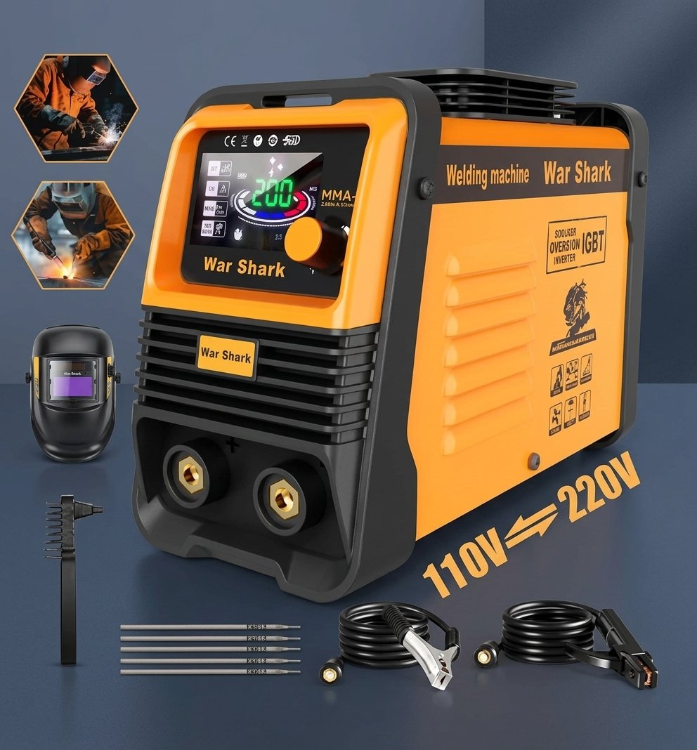 Máquina De Solda Inversora Portatil War Shark Bivolt 110v/220v Mma Tig Amarelo