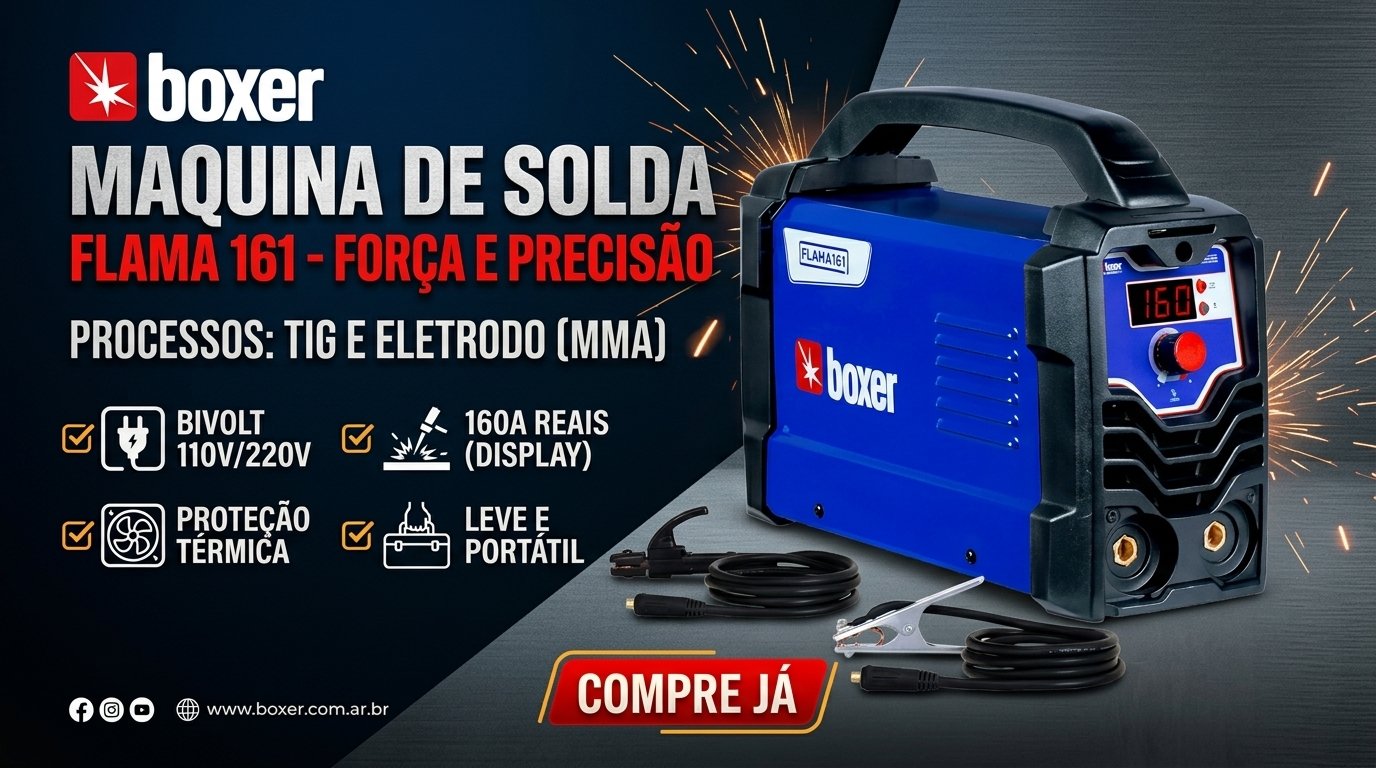 Máquina De Solda Inverter Boxer Flama 161 Bv Azul E Preta 11 Azul/preto