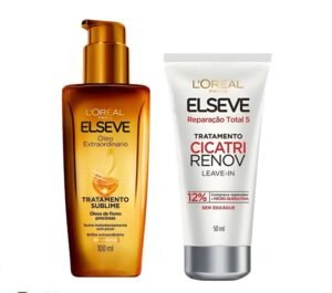 Kit Elseve Óleo Extraordinário + Leave-In Cicatri Renov L’Oréal Paris O Segredo para Cabelos Renovados e Protegidos