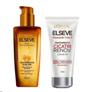 Kit Elseve Óleo Extraordinário + Leave-In Cicatri Renov L’Oréal Paris O Segredo para Cabelos Renovados e Protegidos
