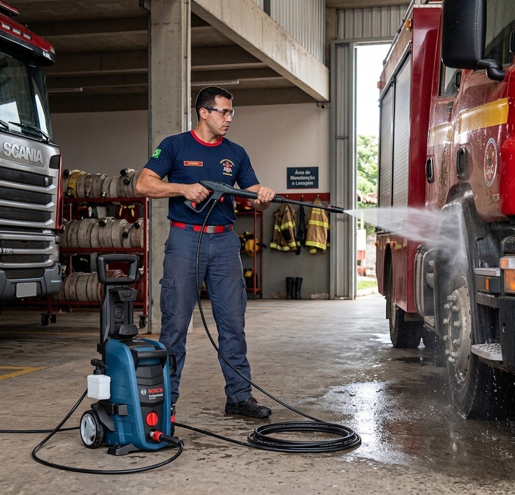 Lavadora de alta pressão 1700w 2000psi Bosch GHP 200 color azul