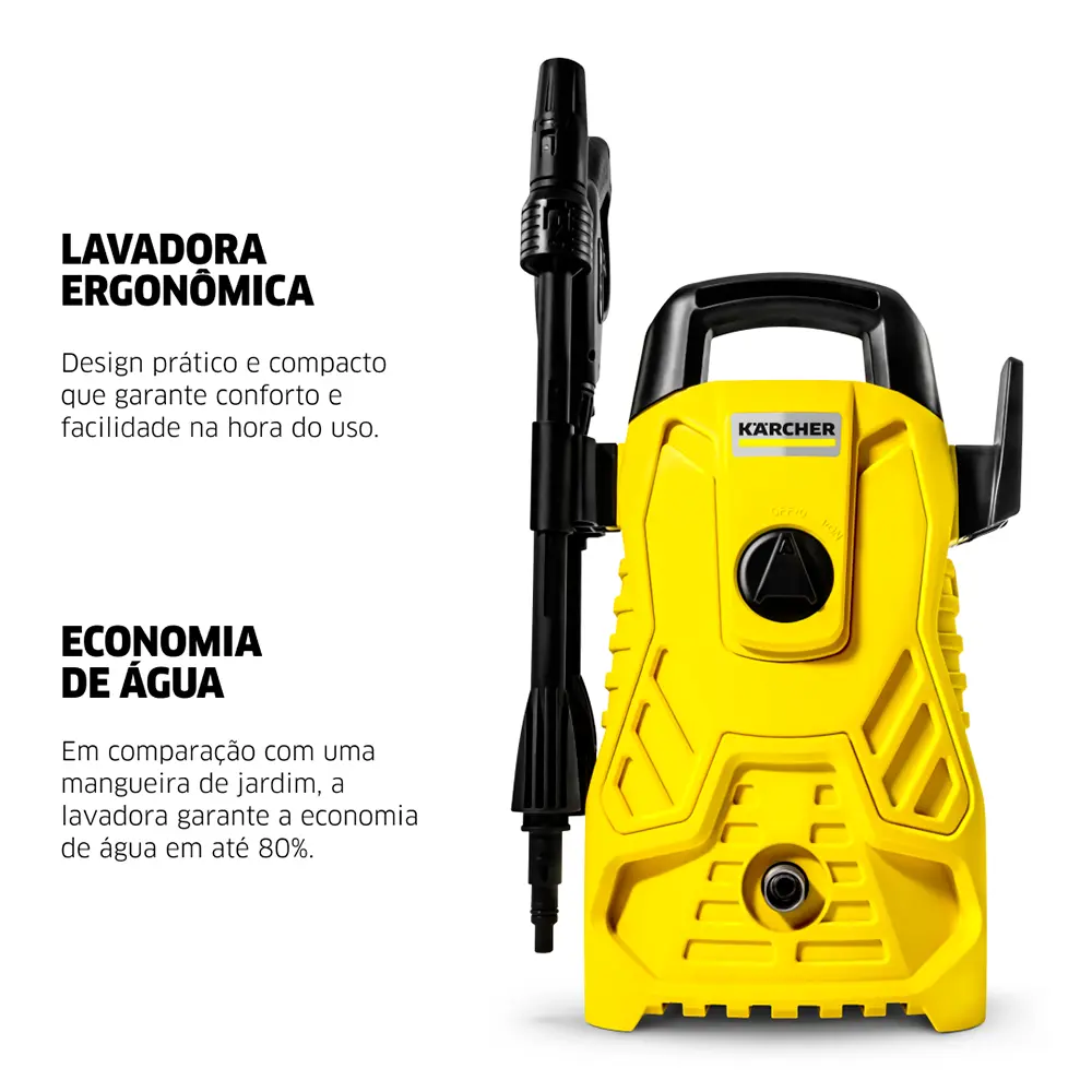 Lavadora de Alta Pressão Kärcher Compacta 1500 PSI/Libras 1400W 300L/h com Aplicador de Detergente e Lança Regulável 220V