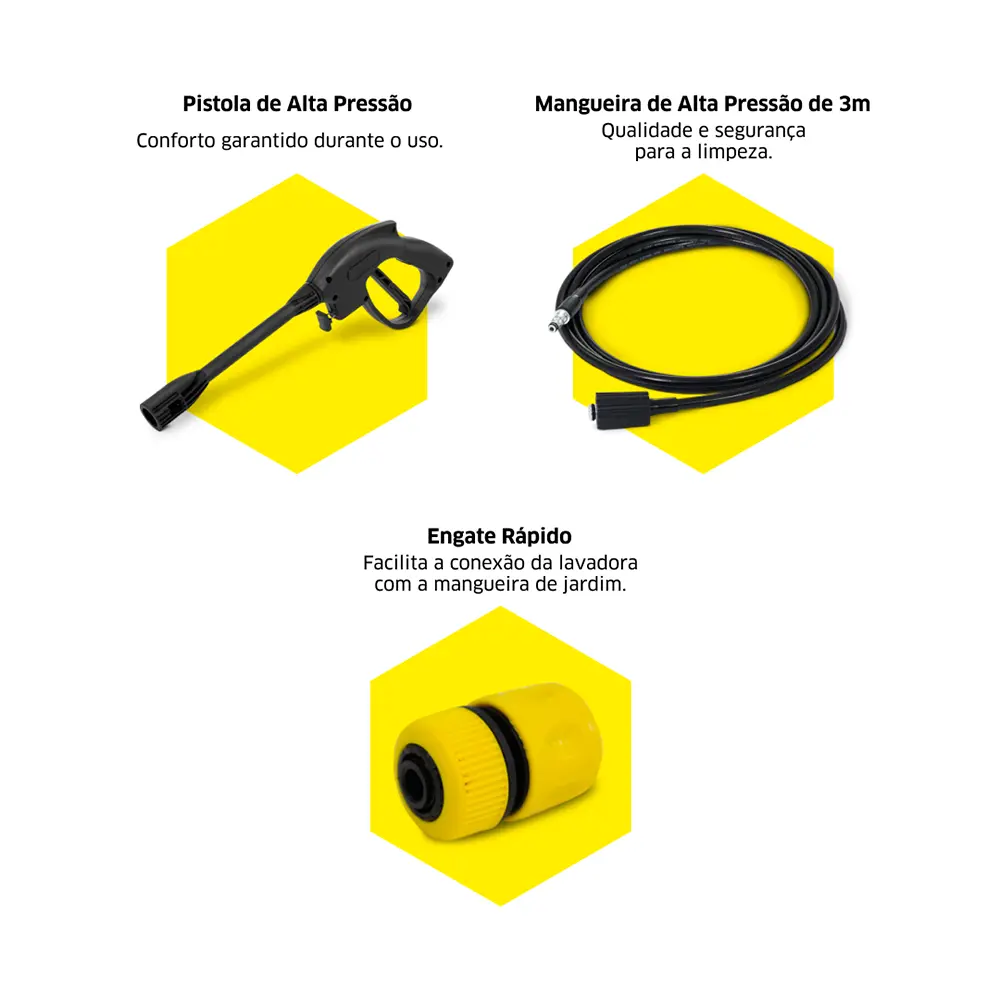 Lavadora de Alta Pressão Kärcher Compacta 1500 PSI/Libras 1400W 300L/h com Aplicador de Detergente e Lança Regulável 220V