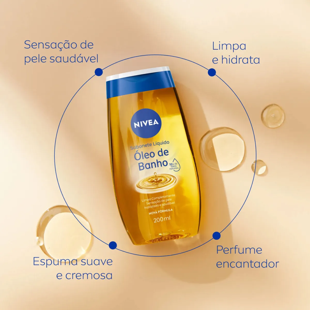 NIVEA KIT Sabonete Líquido Óleo de Banho 200ml - 2 Unidades