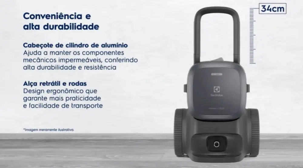 Lavadora de Alta Pressão Electrolux 1850PSI 1500W Potência com Canhão de Espuma PowerWash EWS1850P Preta