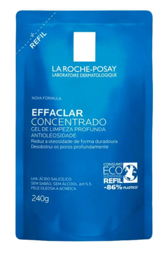 Gel de Limpeza Facial Refil para Pele Oleosa e Acneica com Ácido Salicílico, LHA e Zinco de Limpeza Profunda e Controle Duradouro da Oleosidade Effaclar La Roche-Posay 240g