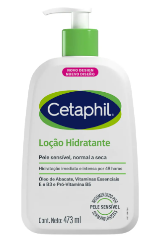 Cetaphil Loção Hidratante Corporal e Facial para Pele Sensível, Normal a Seca 473ml - Hidratação 48h