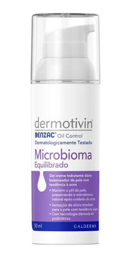 Creme Hidratante Facial Benzac Microbioma 50ml Dermotivin Momento de aplicação Dia/Noite Tipo de pele Oleosa