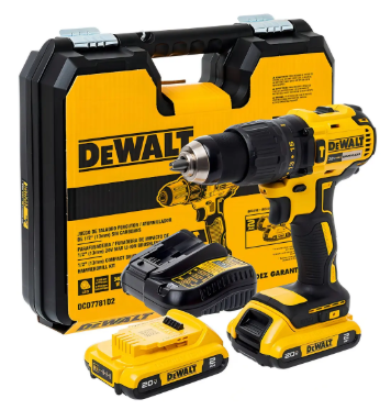 Parafusadeira e Furadeira de Impacto 13mm 20V DEWALT DCD7781D2 Com 2 Baterias, Carregador e Maleta