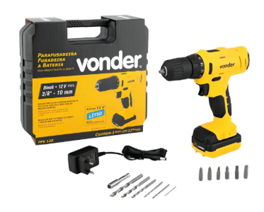 Parafusadeira Furadeira a Bateria Vonder 3/8" 12 V PFV 120 60.01.100.120