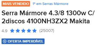 Serra Mármore 4.3/8 1300W com 2 Discos 4100NH3ZX2 Makita
