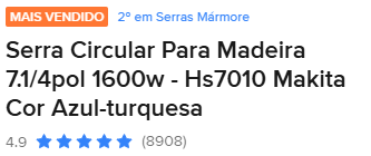 Serra Circular para Madeira 7.1/4" 1600W HS7010 Makita