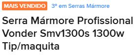 Serra Mármore Profissional Vonder SMV1300S 1300W
