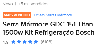 Serra Mármore Bosch GDC 151 Titan 1500W com Kit Refrigeração