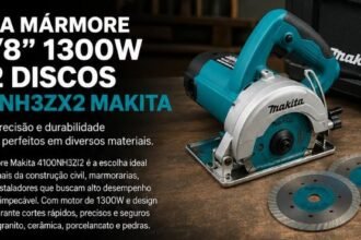Serra Mármore Makita 4.3/8" 1300W 4100NH3ZX2 com 2 Discos — Potência e Precisão para Seus Cortes