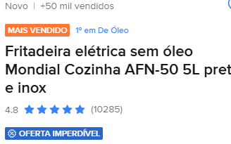 Fritadeira Elétrica sem Óleo Mondial AFN-50 5L Preta e Inox