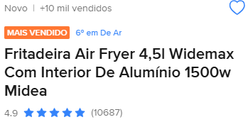 Fritadeira Air Fryer Midea Widemax 4,5L