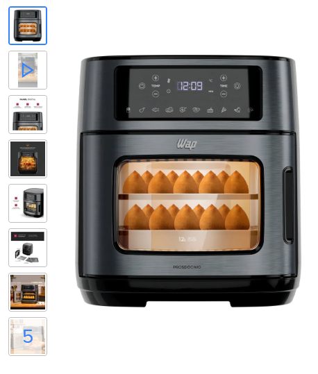 WAP Air Fryer Oven Digital Black Inox 12 Litros WAOD2