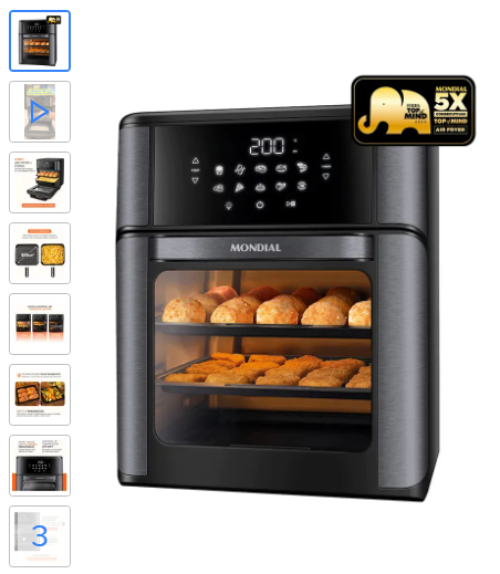 Fritadeira Elétrica AFON-12L-BG Forno Oven 12 Litros Preto Mondial