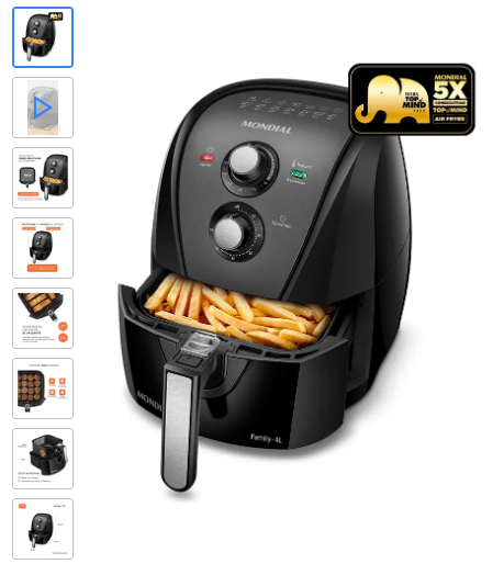 Fritadeira sem Óleo Air Fryer 4L Mondial 1500W AFN-40-BFT