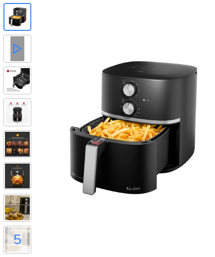 Fritadeira Elétrica Air Fryer WAP WAFG2S 5,2L 1500W