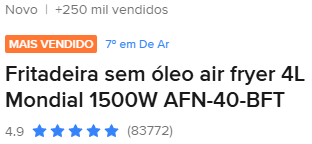 Fritadeira sem Óleo Air Fryer 4L Mondial 1500W AFN-40-BFT