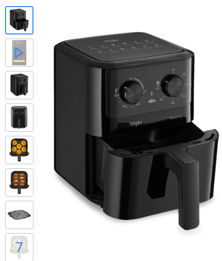 Fritadeira Elétrica Air Fryer Quad Fry 4,2L Elgin 1400W